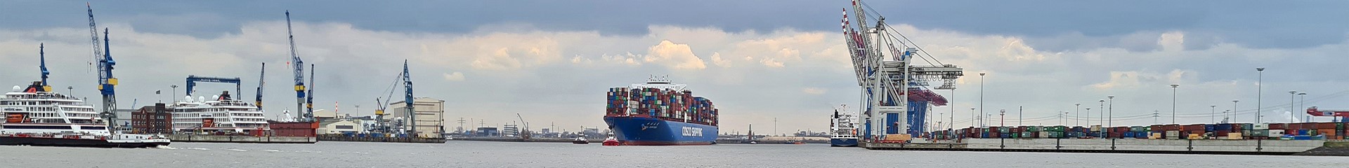 Port of Hamburg with ships (Photo: Jana Friedrich / Hereon)